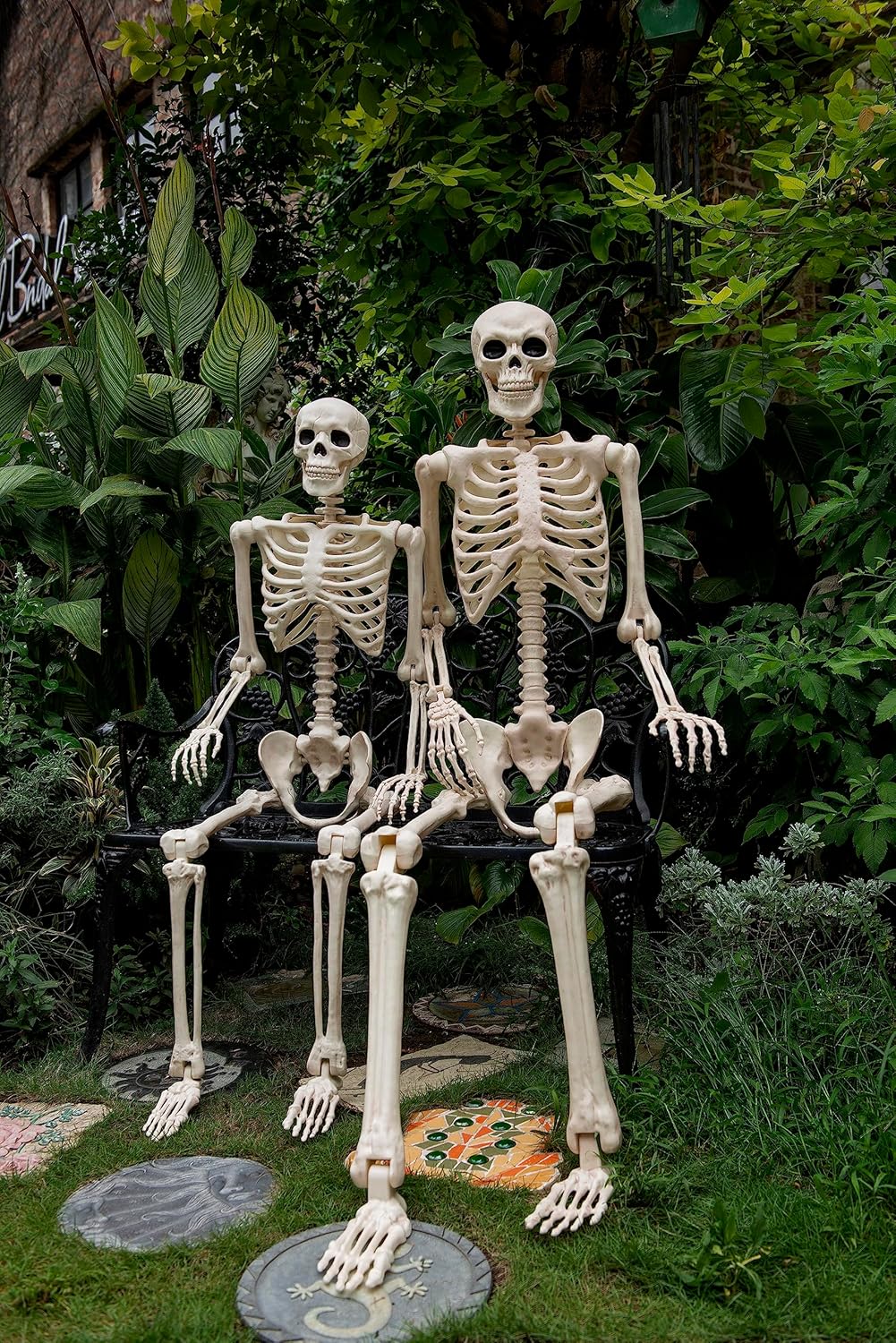 Crazy Bonez Pose-N-Stay Halloween Skeleton, 6 FT – Life-Size, Realistic, Fully Poseable Indoor & Outdoor Decoration, Durable Weather-Resistant Spooky Prop for Yard, Porch, Haunted House